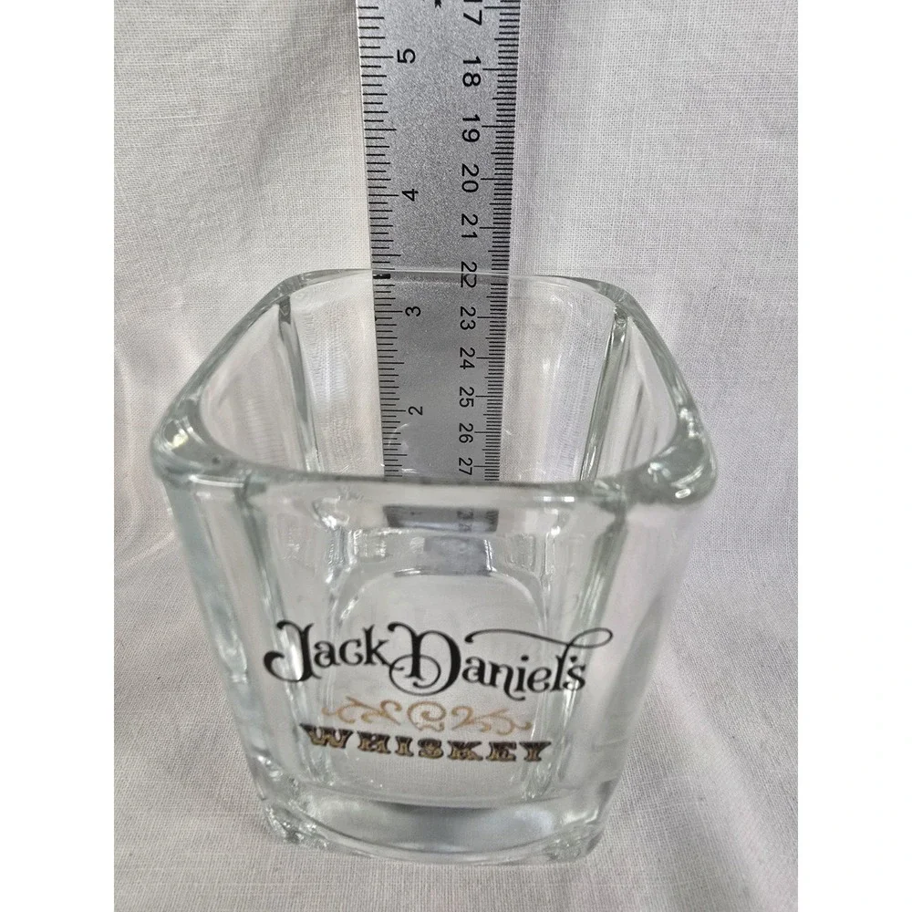 Jack Daniels Whiskey Square Shot Glasses‎ Set of 3 Clear Heavy Base Barware